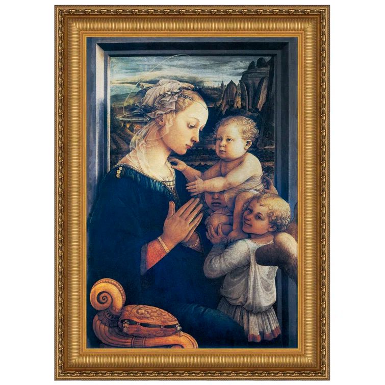 Gold Framed Renaissance Oil Painting on Canvas, 36.75" Wide
