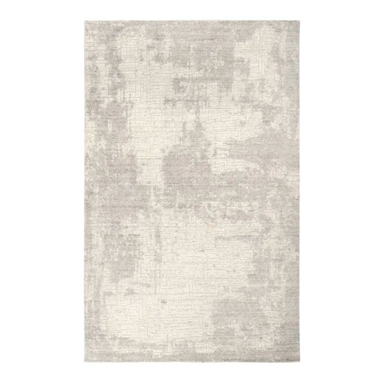 Gray Abstract Handwoven Wool and Synthetic 9' x 12' Rug