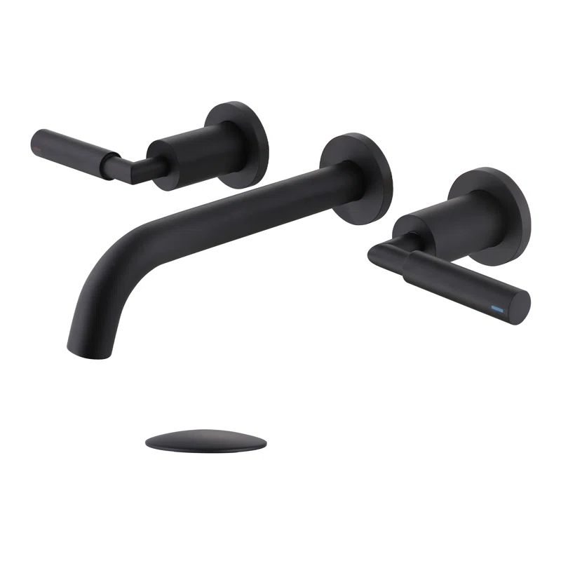 Matte Black Wall-Mounted Solid Brass Bathroom Faucet