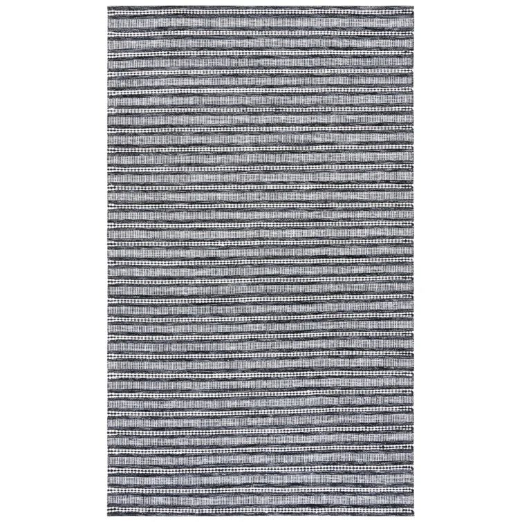 Bohemian Nomad Black/Ivory Wool Blend 3' x 5' Flatweave Rug