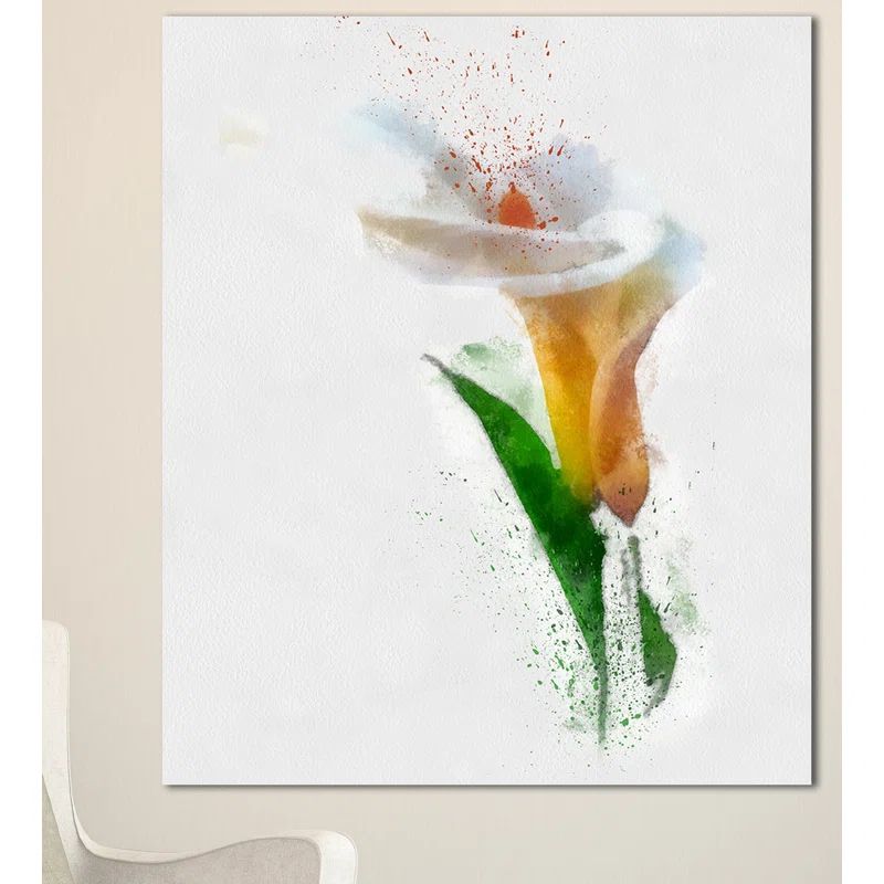 Large Floral Canvas Artwork with Paint Splashes