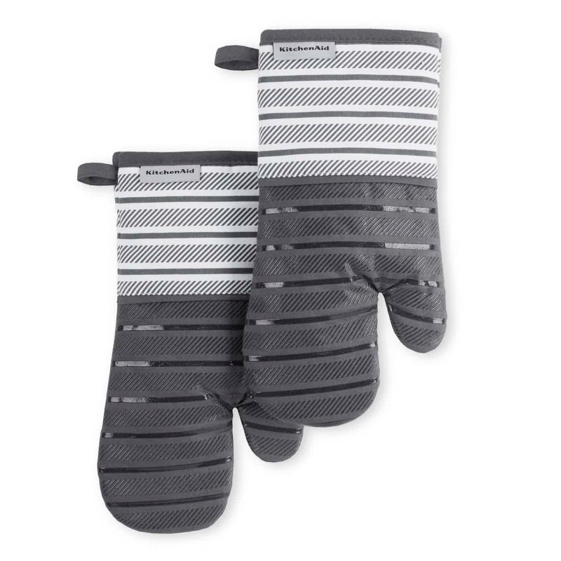 Charcoal Grey Silicone Heat Resistant Oven Mitts Set