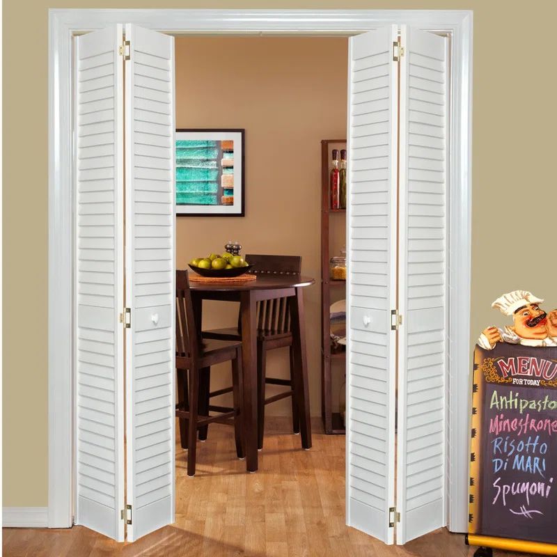 28 in. x 80 in. White Pine Plantation Louvered Bi-Fold Door