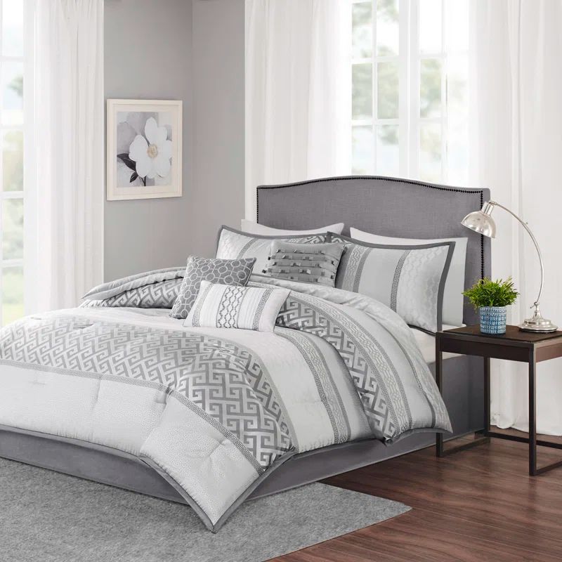Bennett Gray Jacquard California King Comforter Set