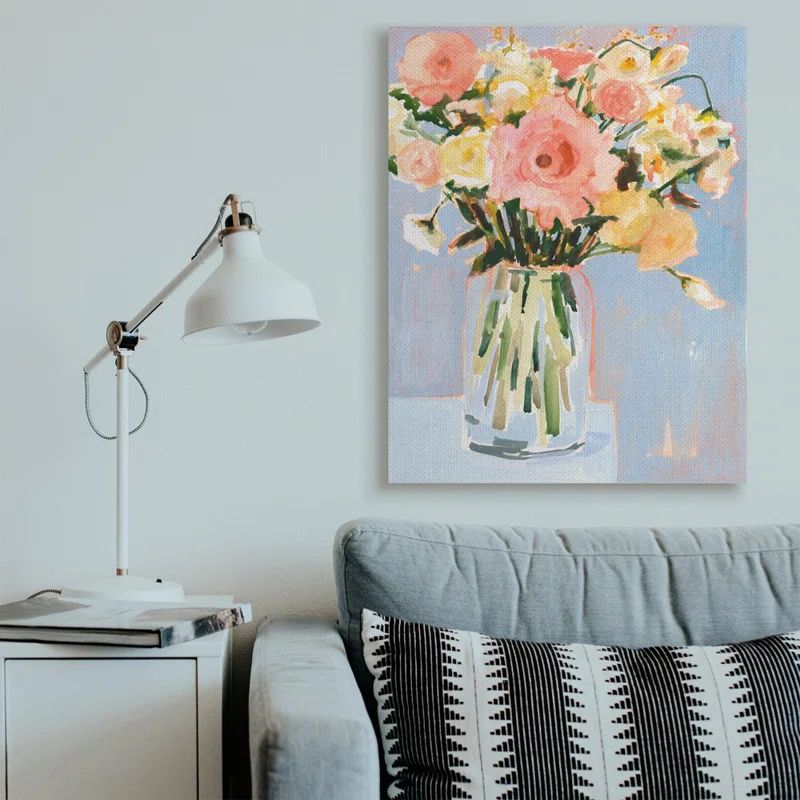 Chic Floral Bouquet Pastel Spring Flowers Canvas Wall Art