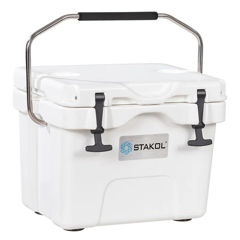 White 16 Quart Bear-Resistant Portable Cooler with Stainless Steel Handle