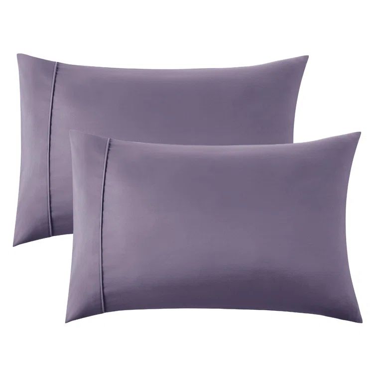 King Size Grayish Purple Polyester Pillowcase Set