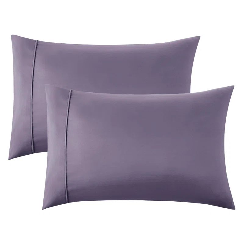 King Size Grayish Purple Polyester Pillowcase Set
