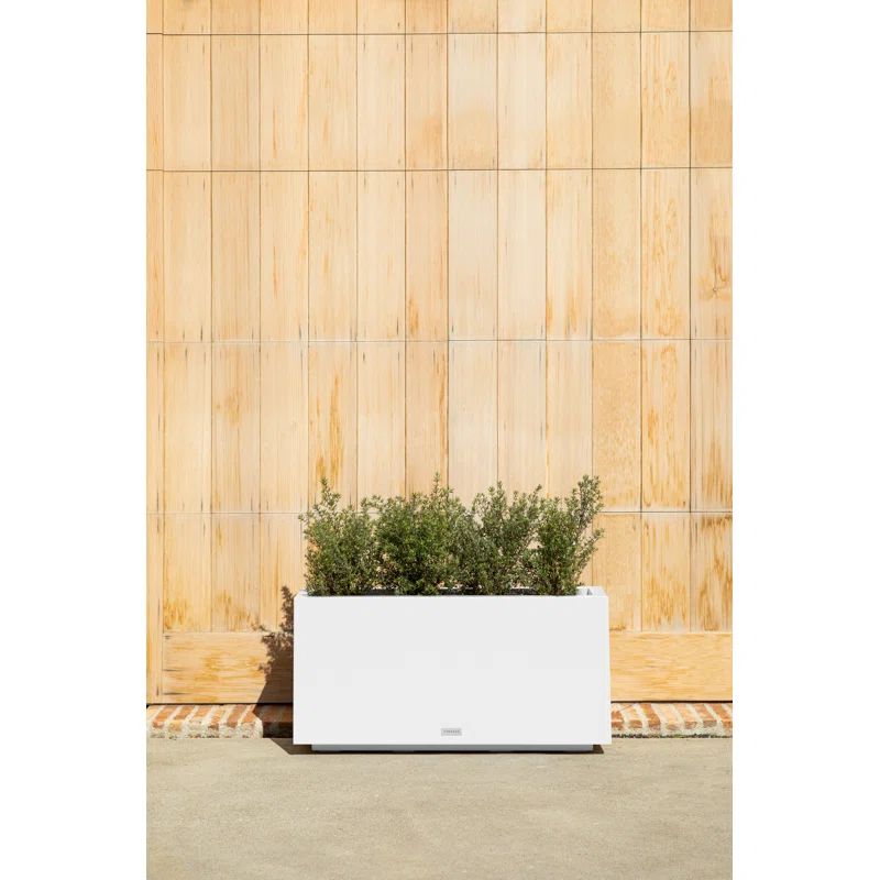 White 32" Long Rectangular Plastic Planter Box