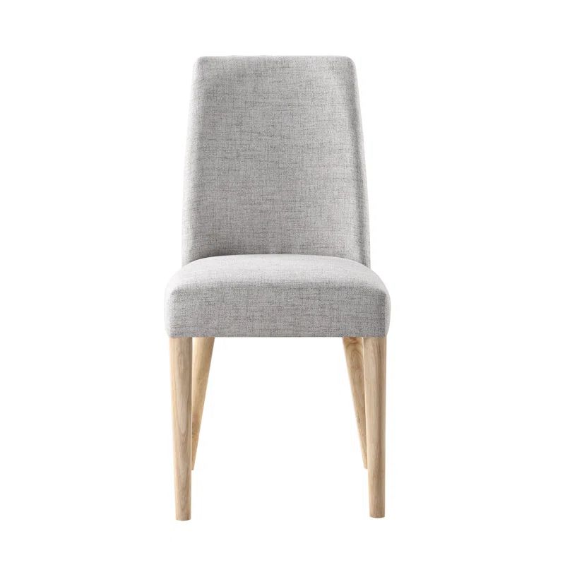 Gray Upholstered Accent Chair with Natural Wood Legs