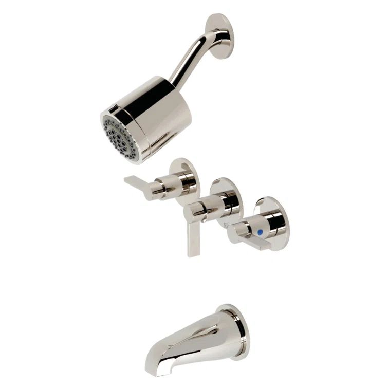 Taiwanese Modern Polished Nickel Wall-Mounted Tub and Shower Faucet