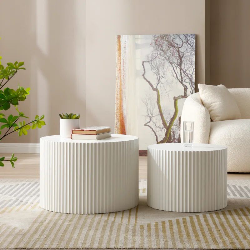 White Round MDF Nesting Coffee Table Set