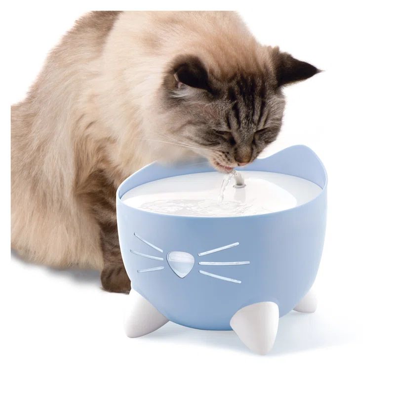 Blue Cat-Shaped Stainless Steel Water Fountain