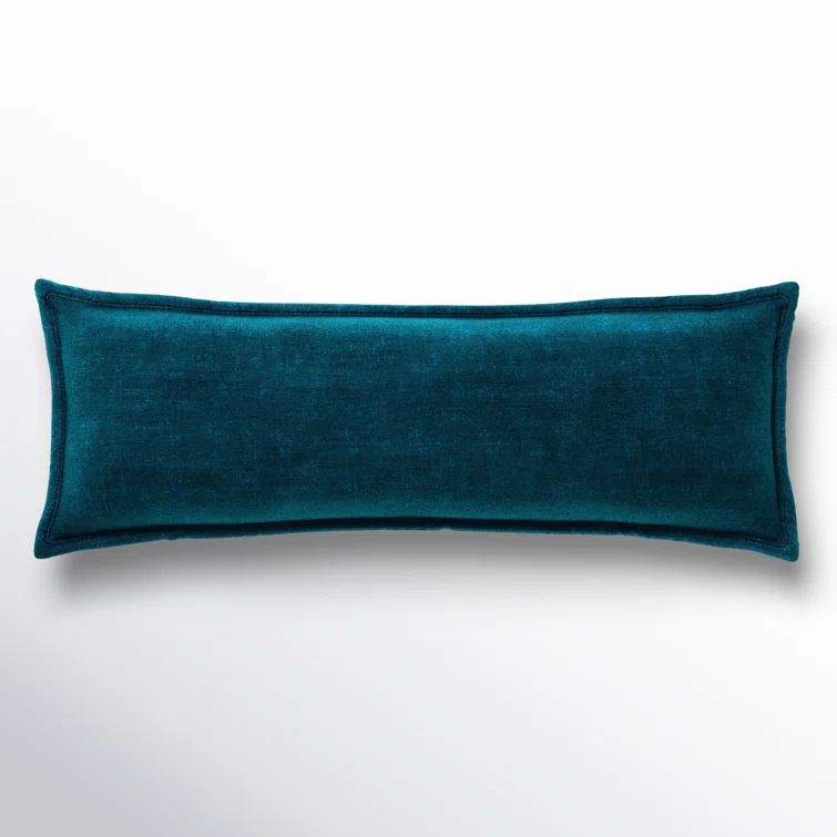 Teal Faux Silk Velvet Rectangular Lumbar Pillow