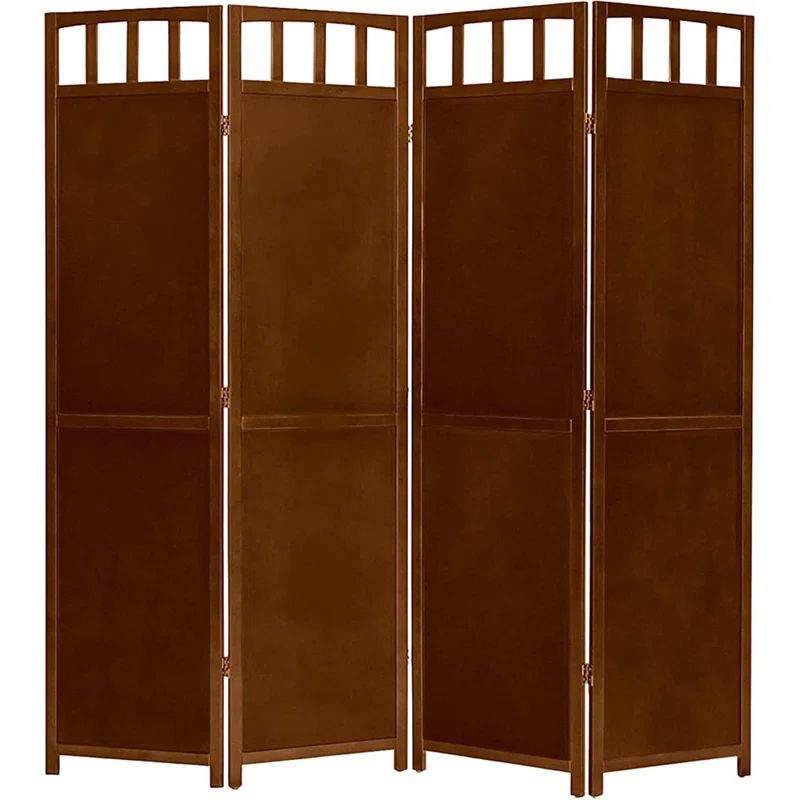 Walnut 4-Panel Folding Room Divider with Digital Print