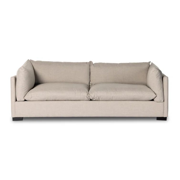 Bennett Moon Fabric Tuxedo Arm Sofa with Removable Cushions