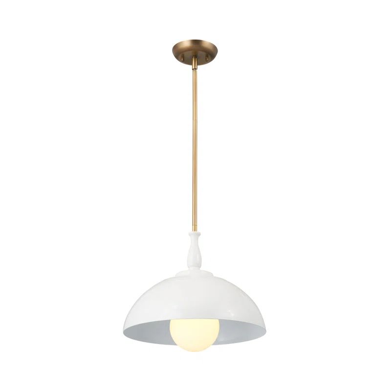 Greige Steel Dome Pendant Light with Beige Shade