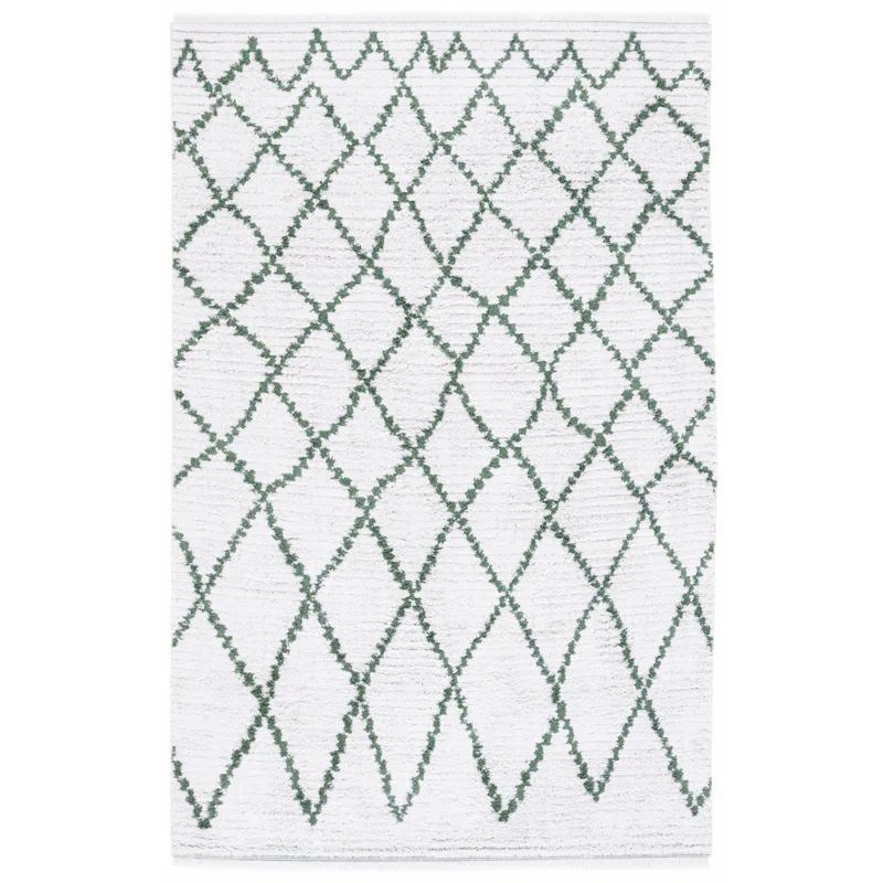 Ivory and Green Boho-Mod Augustine 4' x 6' Synthetic Area Rug