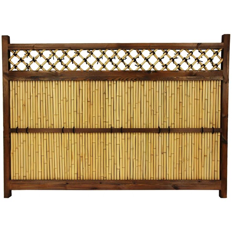 Oriental Bamboo Zen Garden Fence with Decorative Lattice