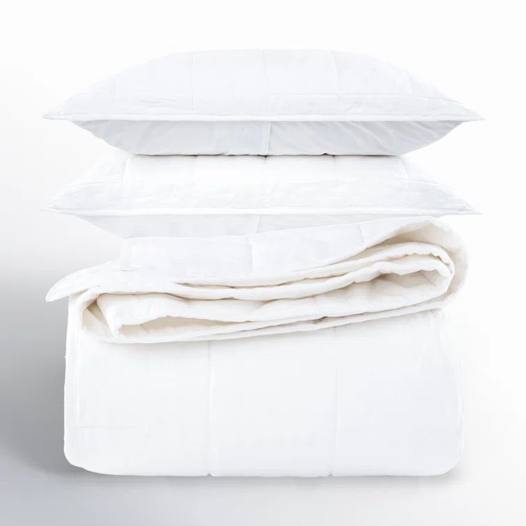 White Cotton Full Quilt and Sham Set