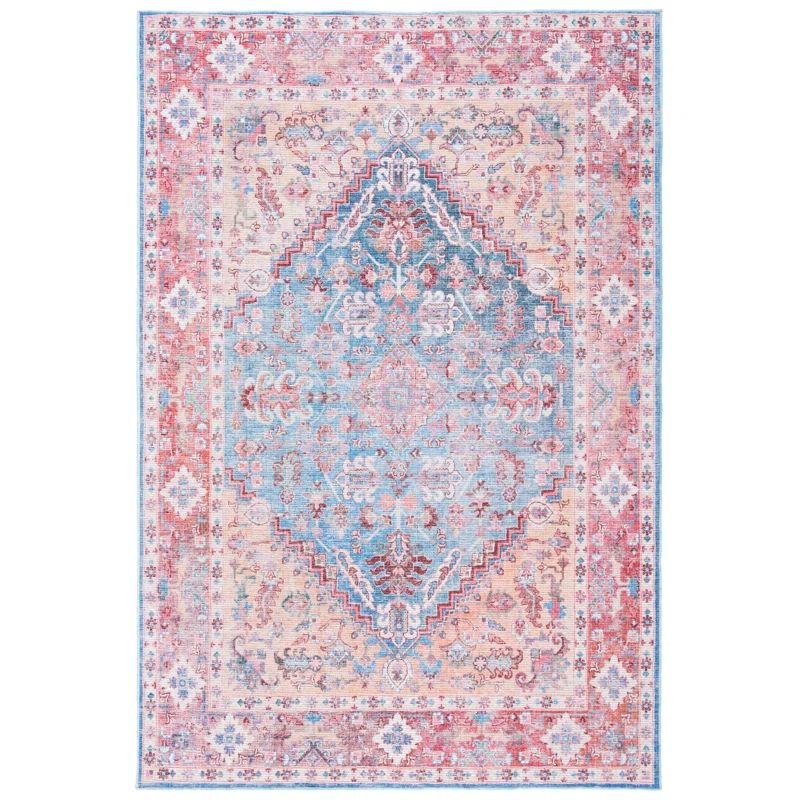 Serapi Blue and Rust 8' x 10' Washable Viscose Area Rug