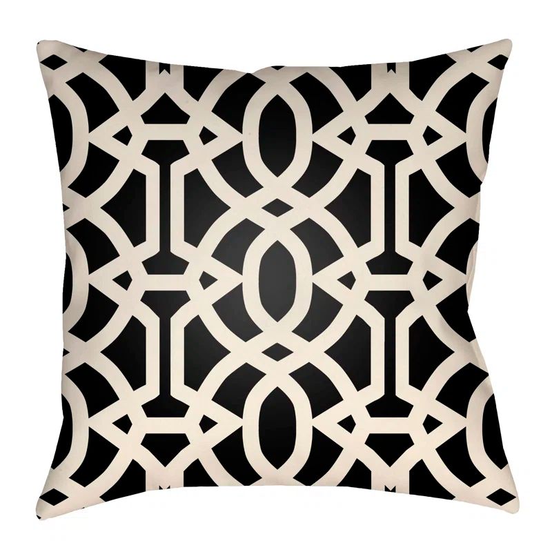 Litchfield 18" Square Black and Ivory Geometric Outdoor Pillow
