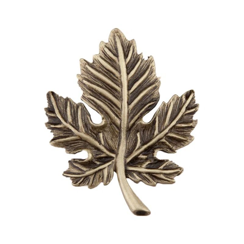 Antique Brass Leaf Cabinet Knob with Mounting Hardware