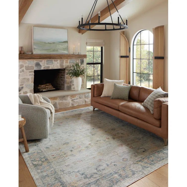Millie Slate and Multicolor Floral 5' x 7' Synthetic Area Rug