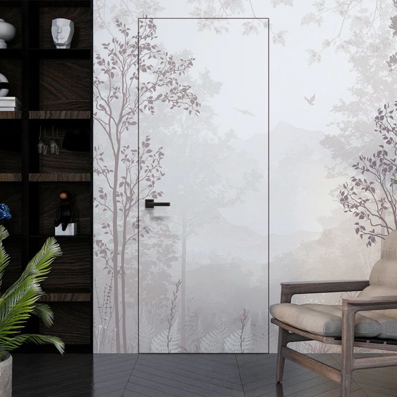 Primed White Solid Core Frameless Interior Door with Satin Nickel Hinges