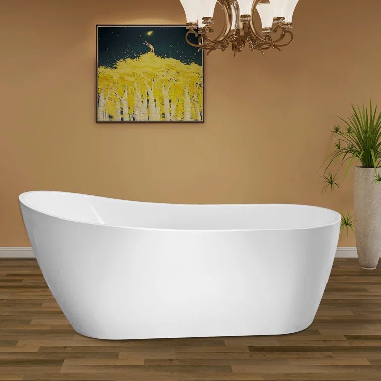 Amara 59" White Acrylic Freestanding Soaking Bathtub