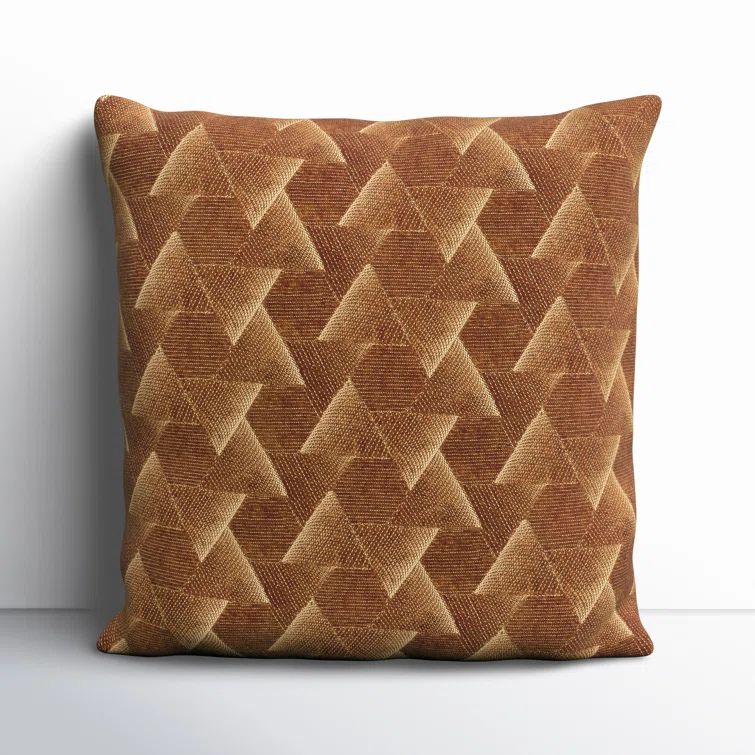 Gretchen Embroidered Brown Cotton 22" Square Throw Pillow Set