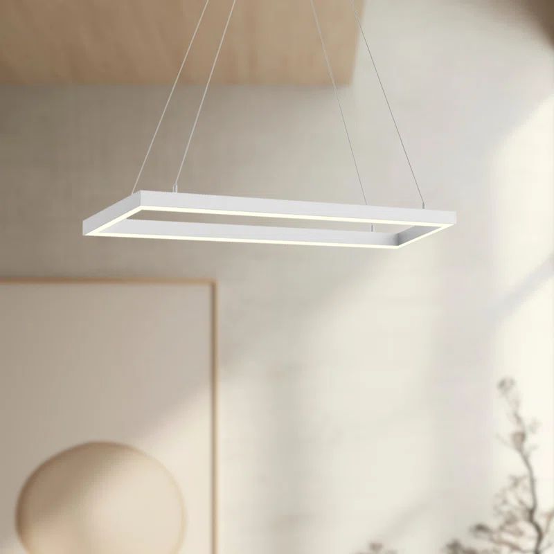 White Aluminum Dimmable LED Rectangle Chandelier
