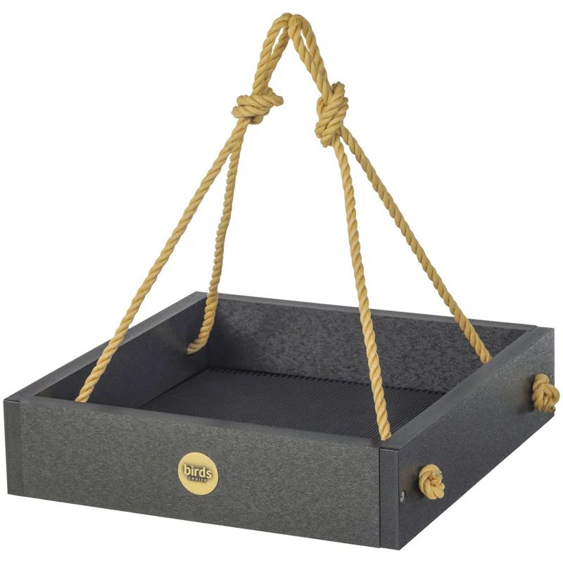 Small Black Recycled Plastic Hanging Platform Bird Feeder