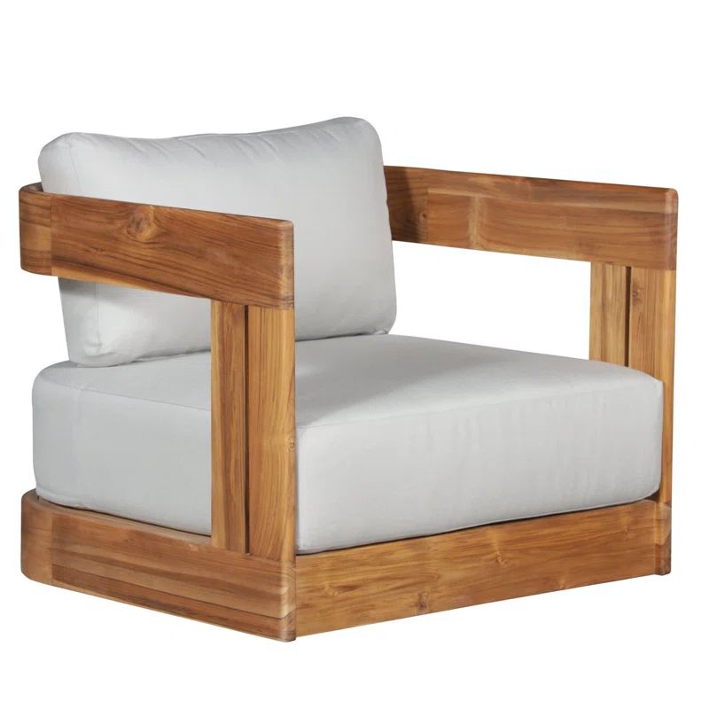 Paradiso Solid Teak Outdoor Swivel Chair with Light Gray Cushions