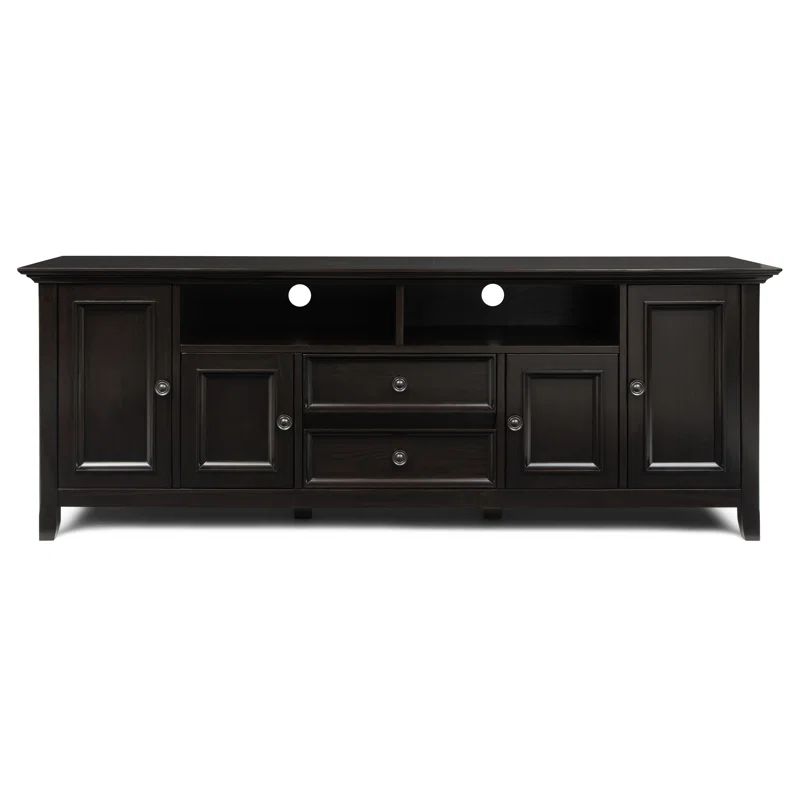 Hickory Brown Solid Wood 72" TV Media Stand with Cabinets