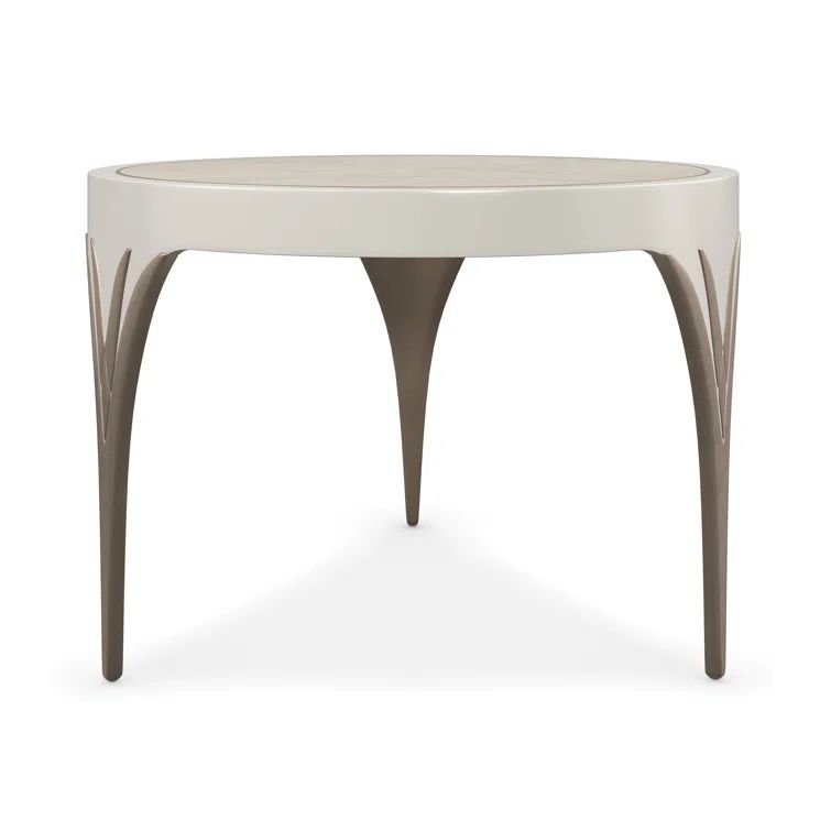 Round Brown and White Wood Metal Nesting Coffee Table with Storage