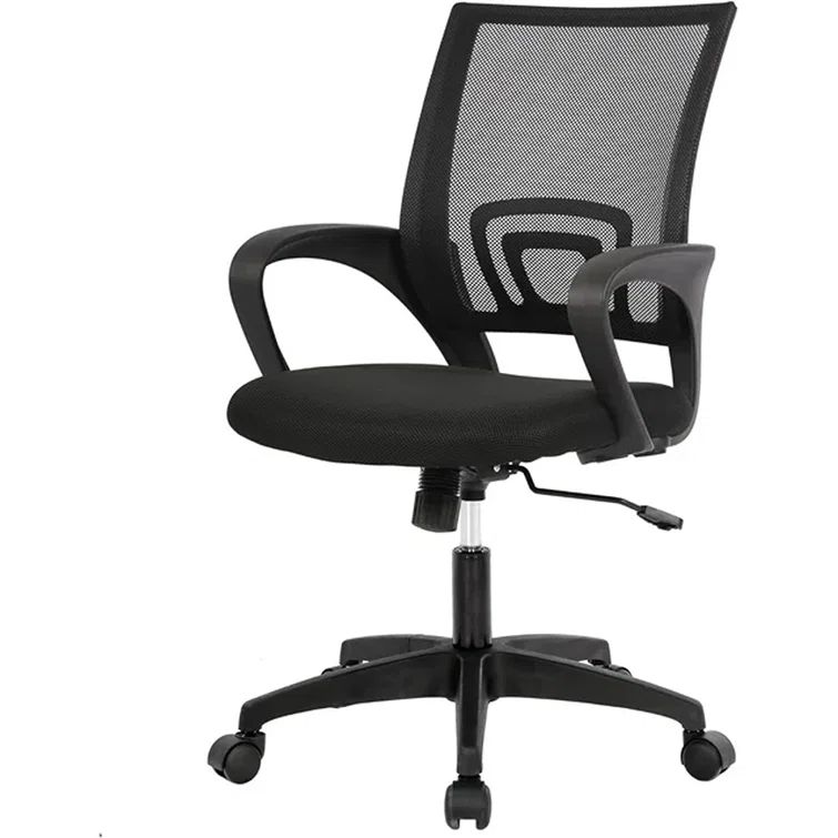 Black Mesh Swivel Task Chair with Metal Base