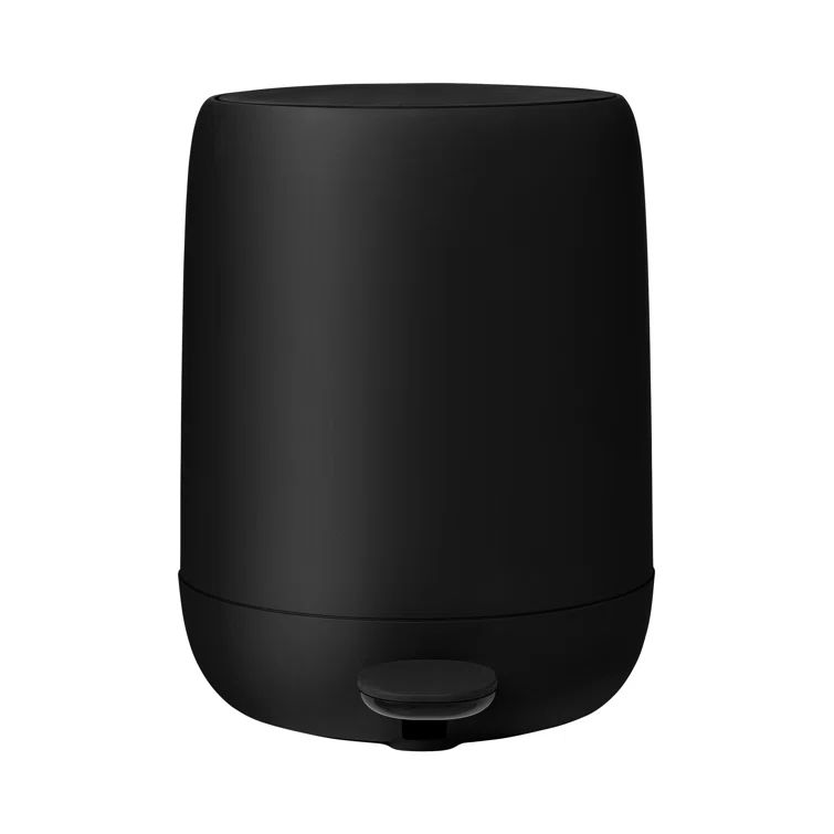 Black Fingerprint Resistant Plastic Pedal Bin Wastebasket