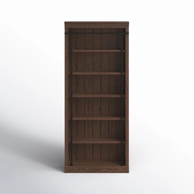 Avondale Traditional Adjustable 5-Shelf Oak Bookcase in Brown