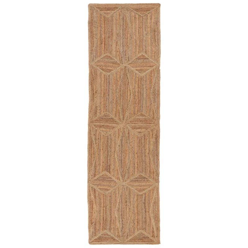 Handwoven Red Geometric Jute Runner Rug 3' x 10'