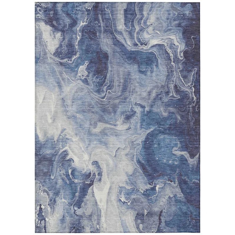 Addison Blue Abstract Synthetic Washable Rectangular Rug 2'6" x 3'10"