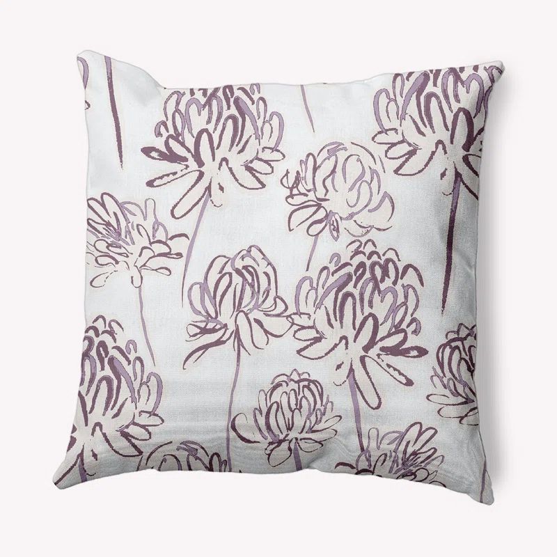 Purple and White Floral Square Throw Pillow, 20" x 20"