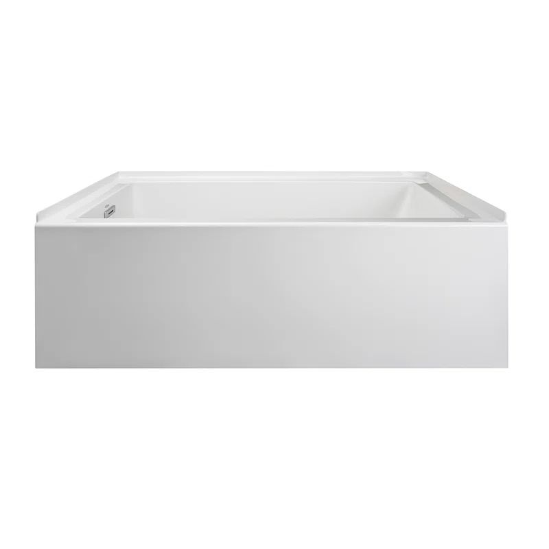 Linea 60" White Acrylic Alcove Soaking Bathtub with Jets