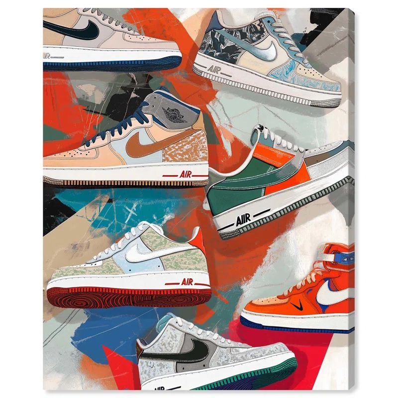 Trendy Sneaker Collage Wrapped Canvas Art, 36" x 30"