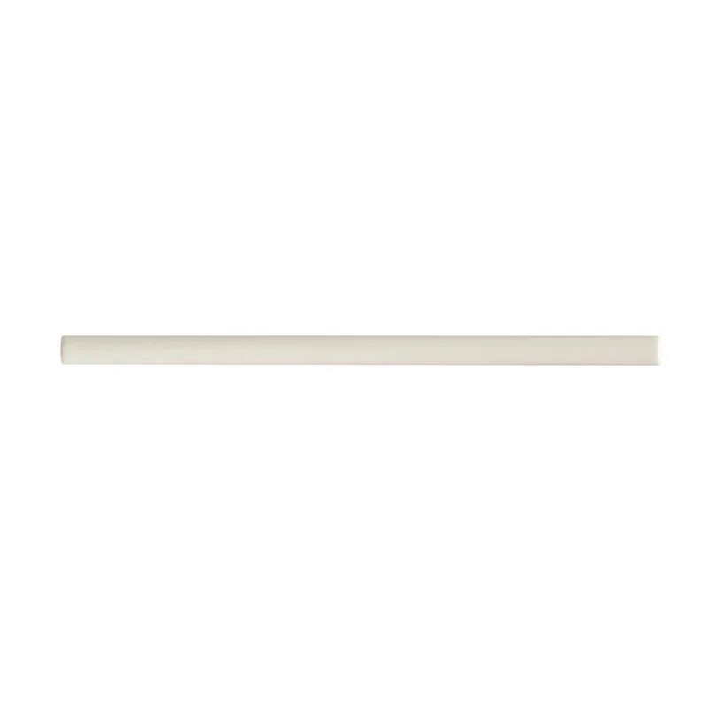Pearl White Glossy Porcelain Bullnose Trim Tile, 0.6 x 11.8 inches