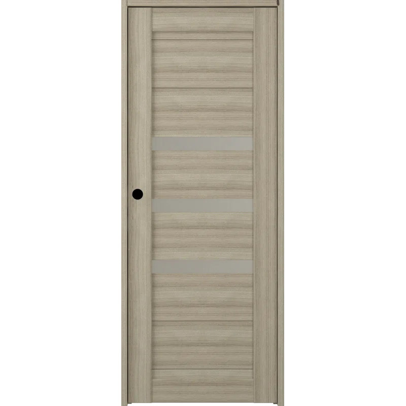 Pine Textured Composite Prehung Door with Frosted Glass Panels