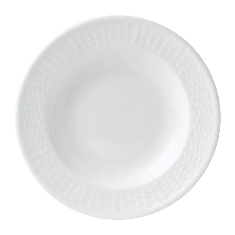 White Embossed Ceramic Soup and Salad Bowl