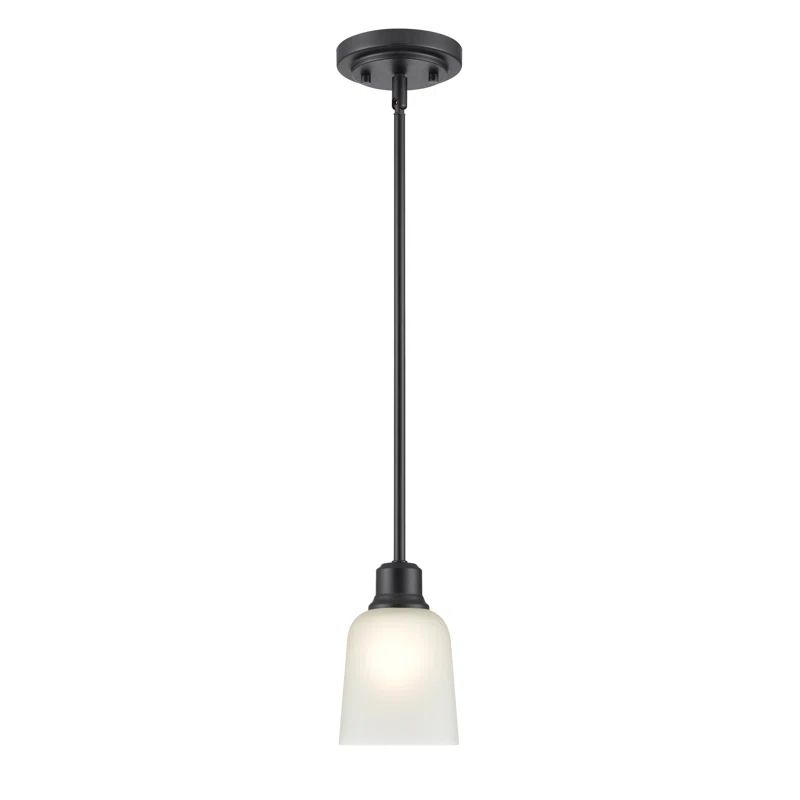 Amberle Matte Black Mini Pendant with White Glass