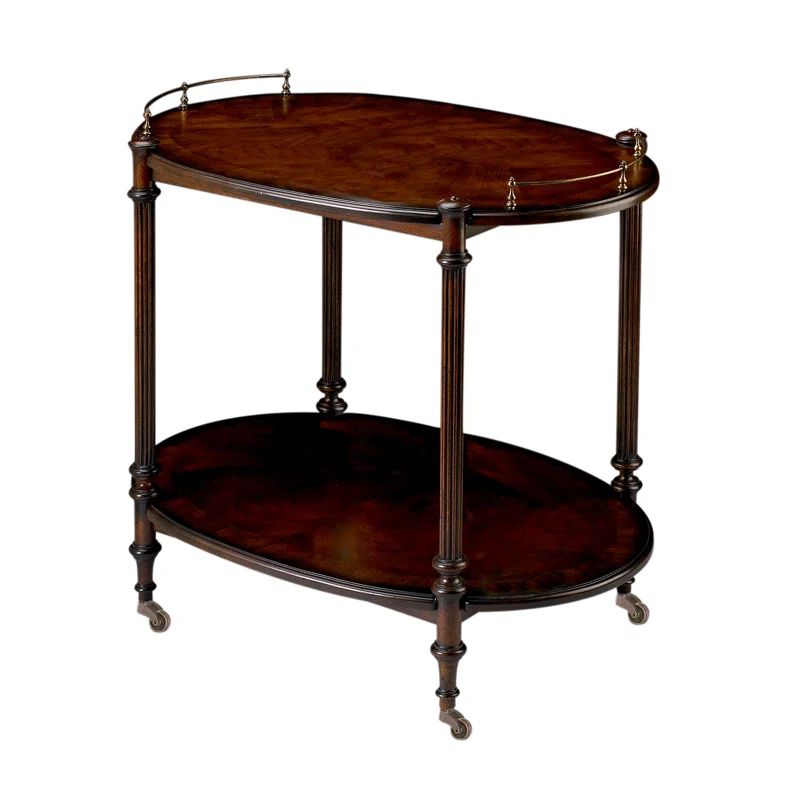 Cherry Wood Dual Level Tea Server with Storage