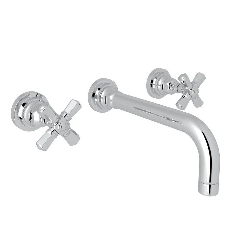 Polished Nickel Wall Mounted Widespread Faucet